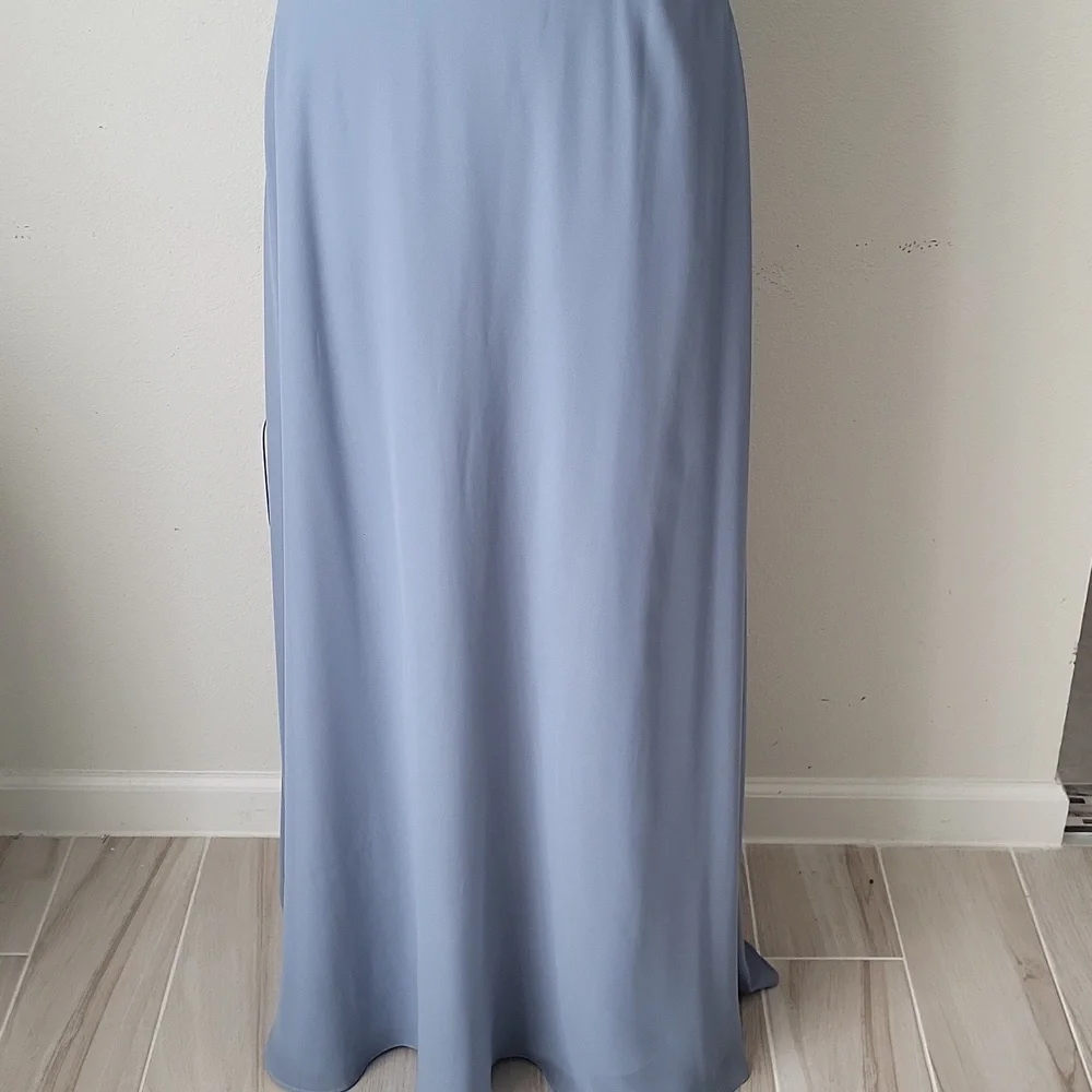 Elegant Cornflower Blue Ruffle Halter Dress Birdy Grey - Picture 3 of 9